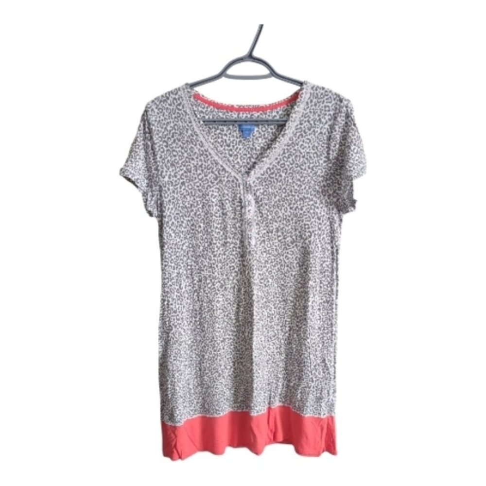 Simply Vera Wang Animal Print V Neck Short Sleeve Nightgown Size Small
